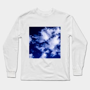 SCENERY 97 - White Cloud Navy Blue Sky Daylight Long Sleeve T-Shirt